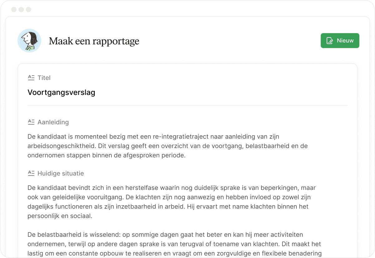 AI-ondersteunde rapportages voor de opdrachtgever.